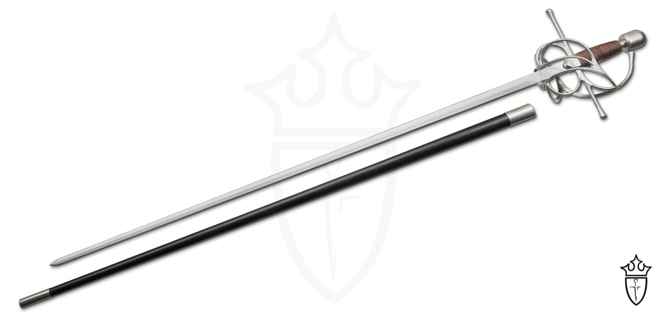 Renaissance Swept Hilt Rapier with Stainless Steel Finish overall view